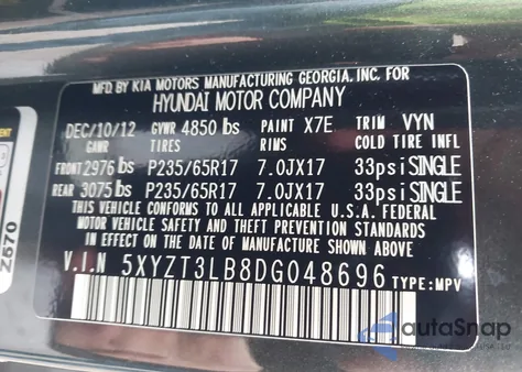 2013 Hyundai Santa Fe Sport из США, поврежденный, VIN 5XYZT3LB8DG048696